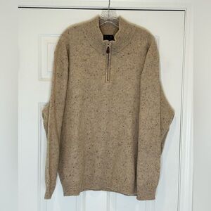 Jos. A. Bank Tan Lambswool 1/4 Zip-Up Sweater Size XXL NWT